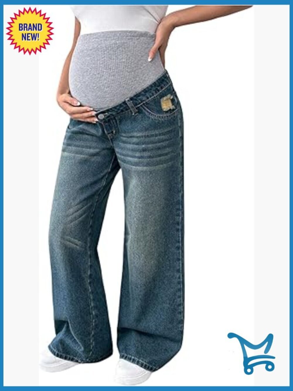Womens Maternity Bootcut Jeans Wide Leg Over The Belly Straight Leg Denim Pants